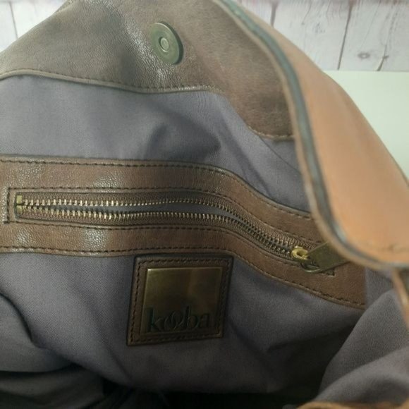 Kooba Colorblock Leather Cognac Satchel Bag Large - Picture 15 of 16